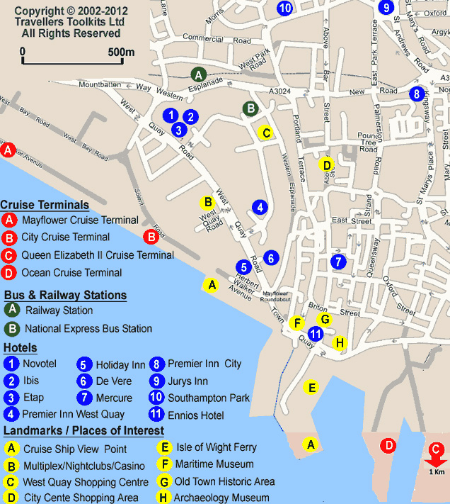 Southampton Hotel & Cruise Terminal Map